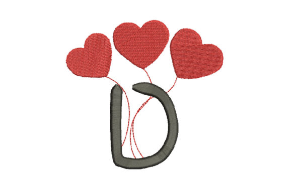 Alphabet Letter D with Red Love Heart