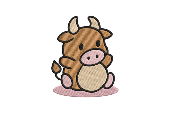 Cute Baby Cow Animal Embroidery Design