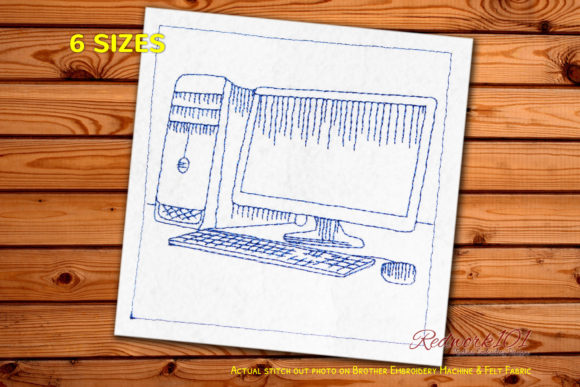 Desktop Computer Set Redwork