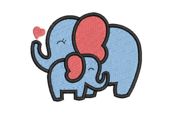 Elephant with Baby Embroidery Design