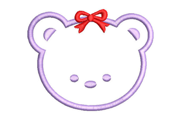 Infant Bear Face Embroidery Design