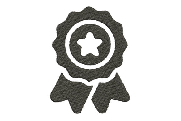 Medal with Ribbon Embroidery Design