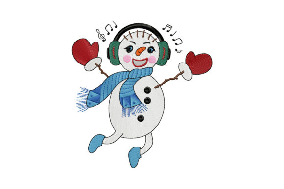 Snowman in Headphones is Dancing