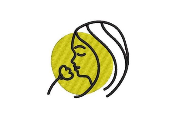 Woman Smelling a Flower Embroidery Design